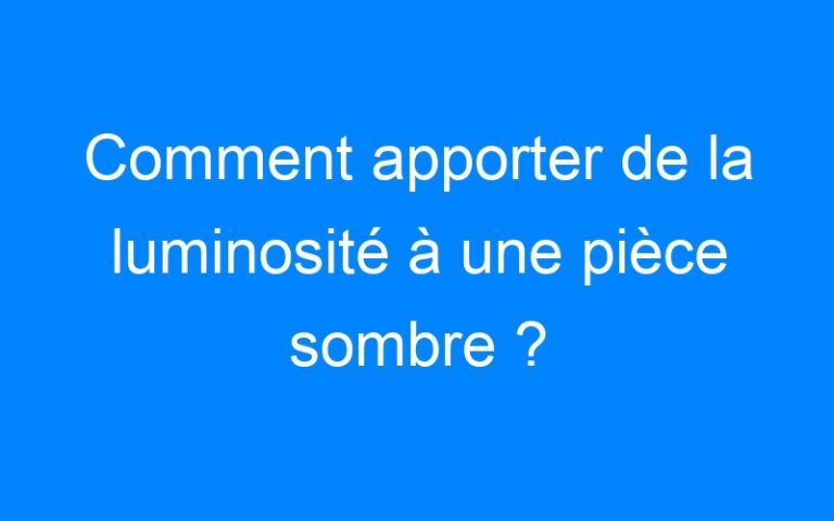 Lire la suite à propos de l’article Comment apporter de la luminosité à une pièce sombre ?