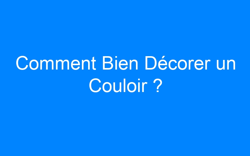 You are currently viewing Comment Bien Décorer un Couloir ?