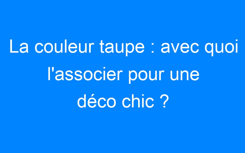 Lire la suite à propos de l’article La couleur taupe : avec quoi l'associer pour une déco chic ?