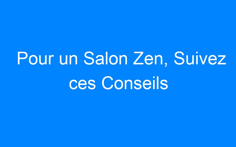 You are currently viewing Pour un Salon Zen, Suivez ces Conseils
