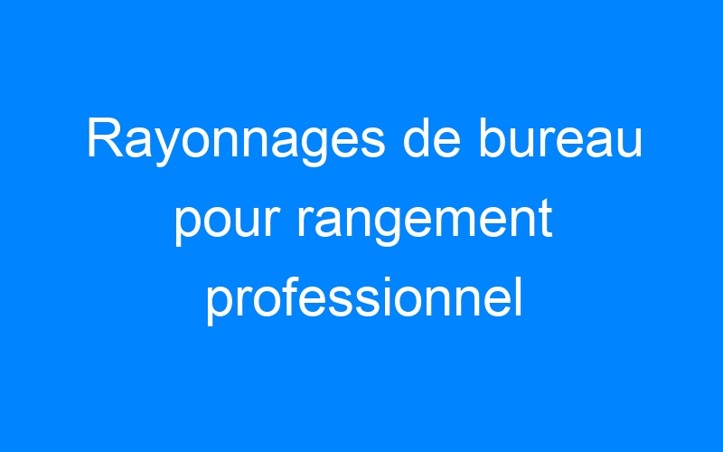 You are currently viewing Rayonnages de bureau pour rangement professionnel