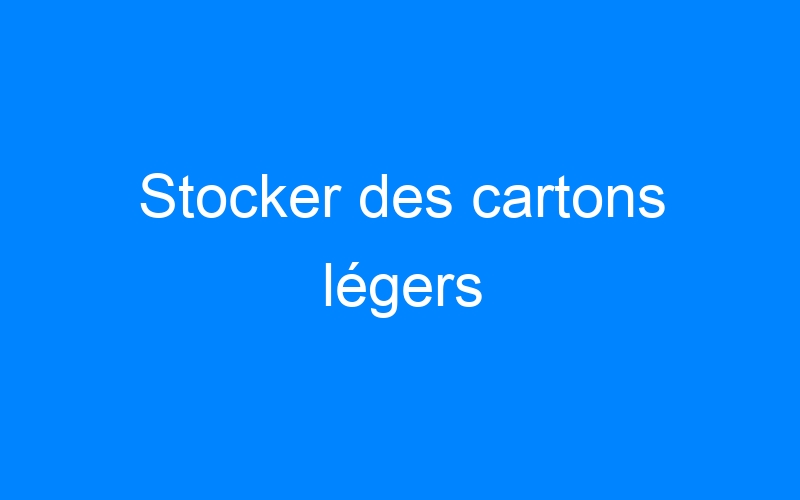You are currently viewing Stocker des cartons légers